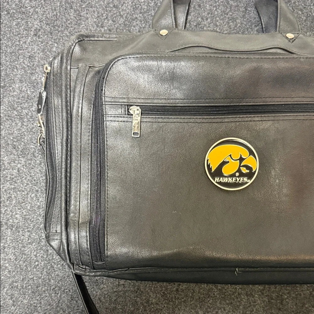 Leeds University of Iowa Hawkeyes Black Faux Leather Briefcase Laptop Bag Mens
